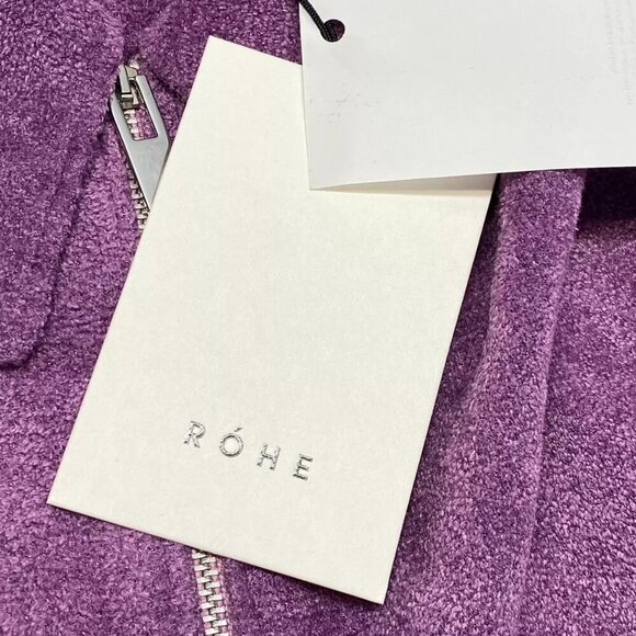 NEW ROHE Womens Sweater Purple Size 4 Innez Velour Quater Zip Pullover - Picture 2 of 10